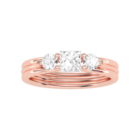 Alluring Diamond Tri Stone Ring - Two
