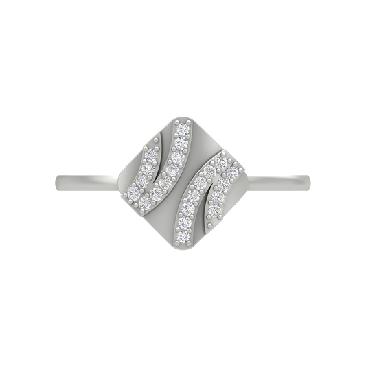 A Designer Diamond Square Ring In 925 Sterling Silver - Two