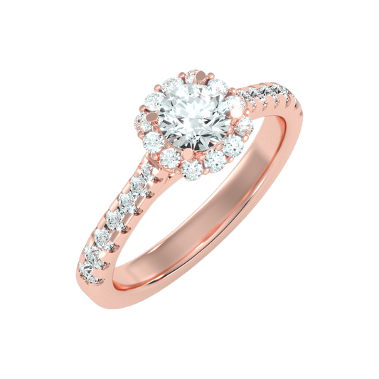 Cocktail Classic Halo Diamond Engagement Ring - Two