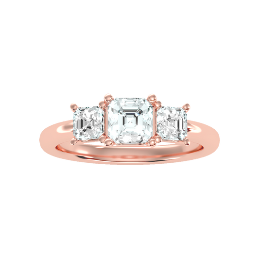 Conflate Three Stone Diamond Engagement Ring In 925 Sterling Silver - Two
