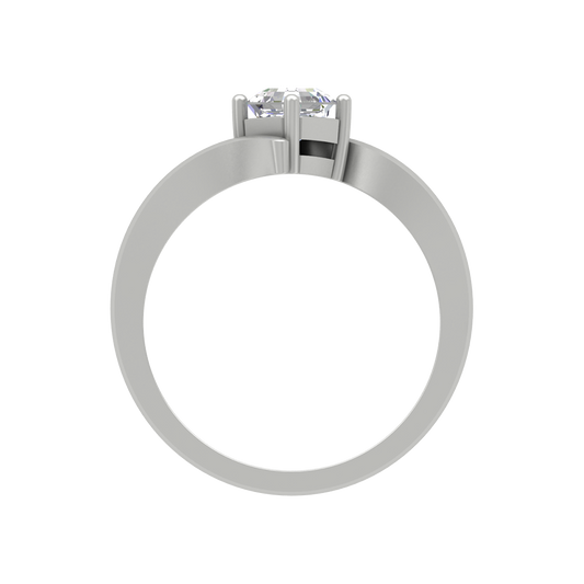 Curvy Edge Solitaire Ring In 925 Sterling Silver - Two