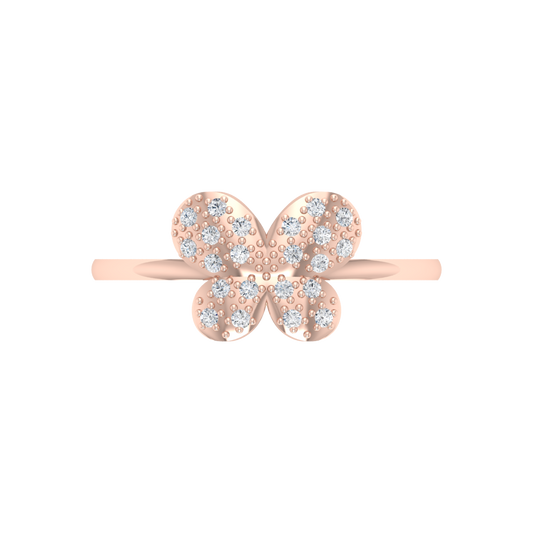 Butterfly Shaped Diamond Ring In 925 Sterling Silver - Two
