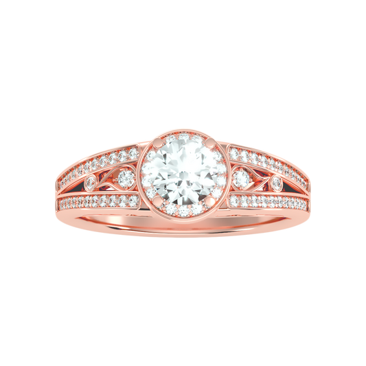 Ecstatic Halo Diamond Ring In 925 Sterling Silver - Two