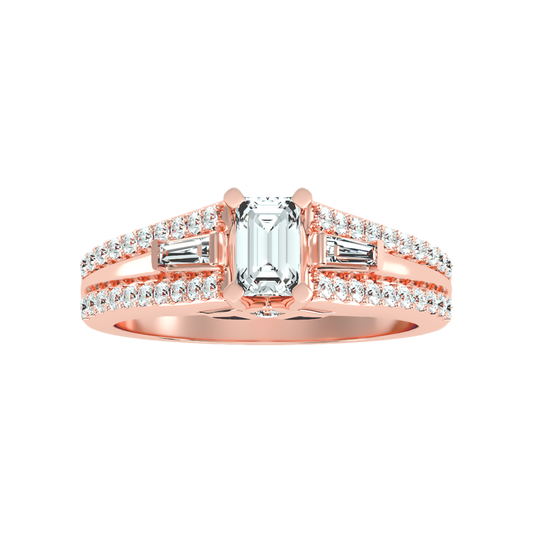 Ellie Emerald Diamond Ring In 925 Sterling Silver - Two