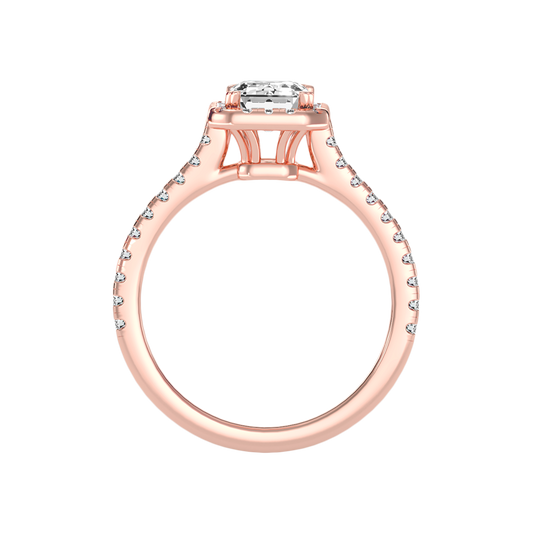 Emerald Cut Halo Diamond Engagement Ring In 925 Sterling Silver - Two