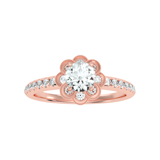 Flower Shaped Gold & Diamond Ring - Two