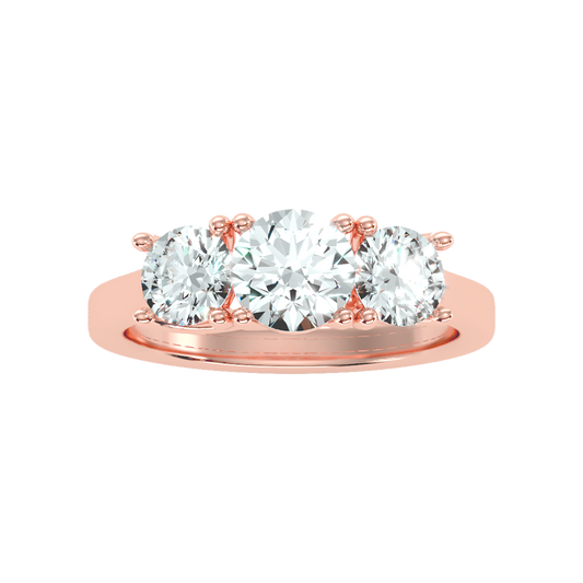 Gentle Three Stone Ring In 925 Sterling Silver - Two