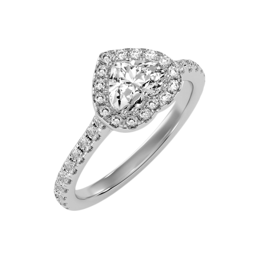 Heart Shaped Halo Ring In 925 Sterling Silver - Two