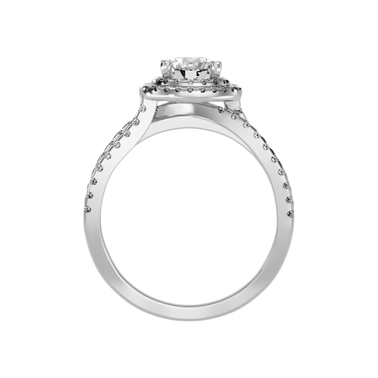 Influential Halo Diamond Ring In 925 Sterling Silver - Two