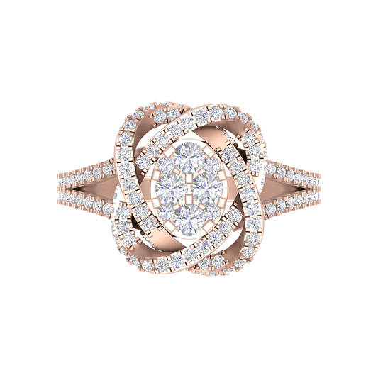 Oval Cocktail Ring In 925 Sterling Silver - Two