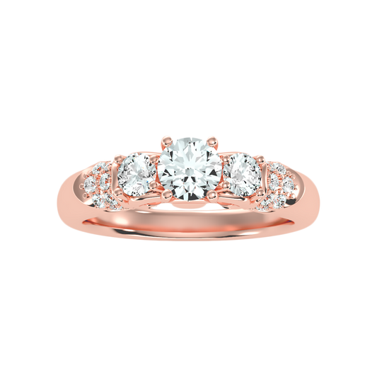 Phile Three Stone Diamond Engagement Ring In 925 Sterling Silver - Two