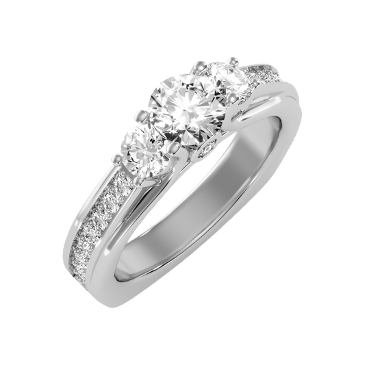 Premier Halo Solitaire Ring In 925 Sterling Silver - Two