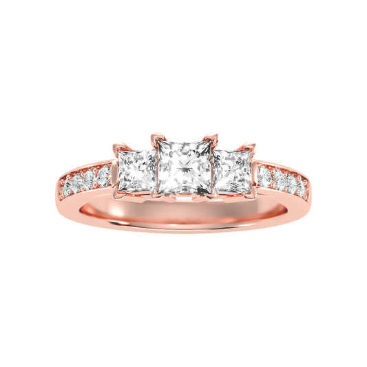 Scintillating Tri Stone Ring In 925 Sterling Silver - Two