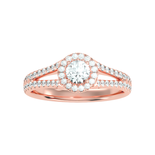 Startling Halo Engagement Ring In 925 Sterling Silver - Two