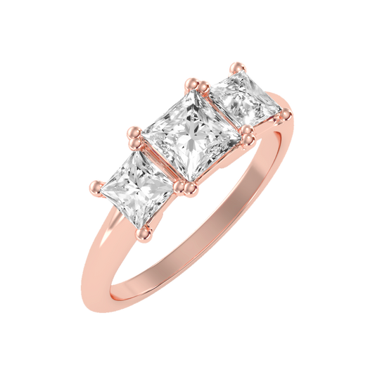 Warm Tri Stone Ring In 925 Sterling Silver - Two