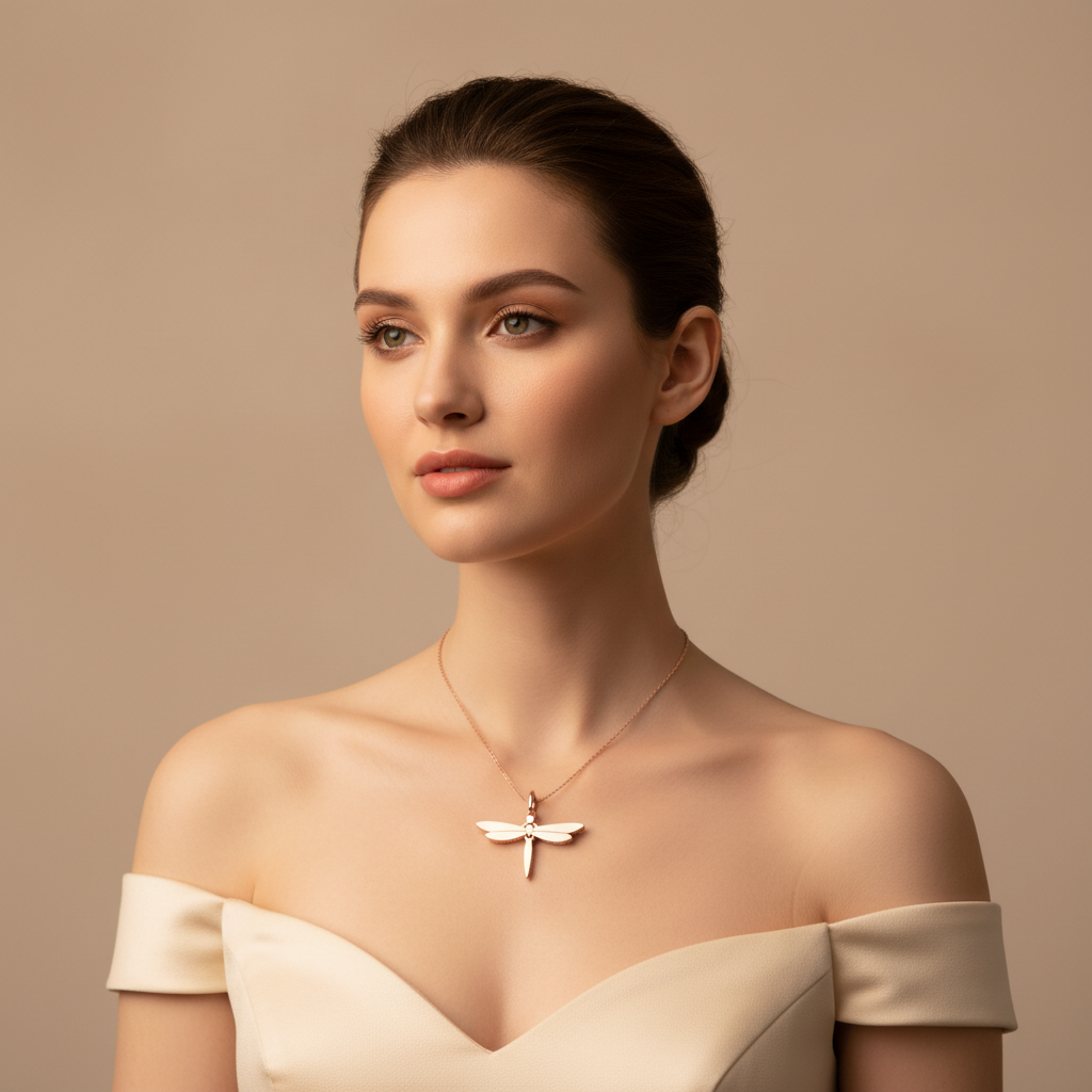 Sterling Silver Dragonfly Pendant Necklace with Chain