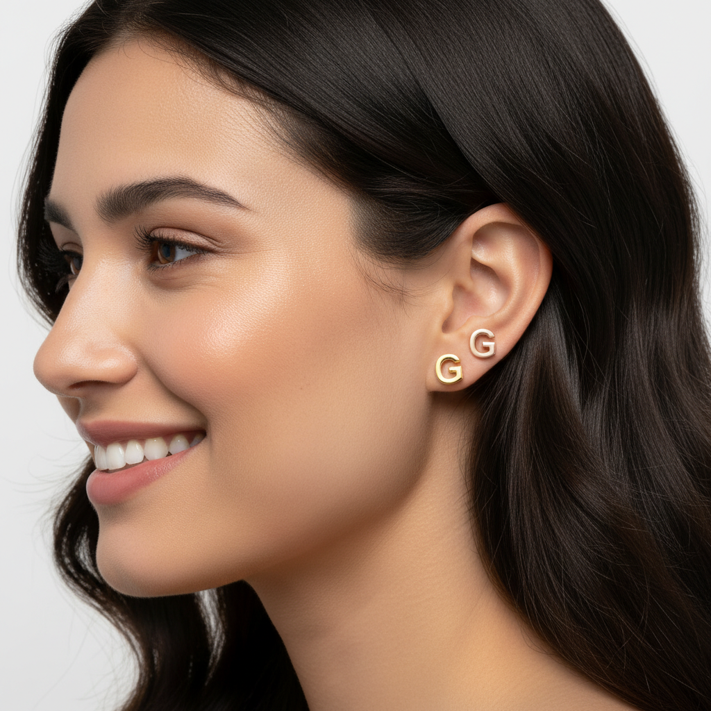 Gold Letter G Initial Stud Earrings