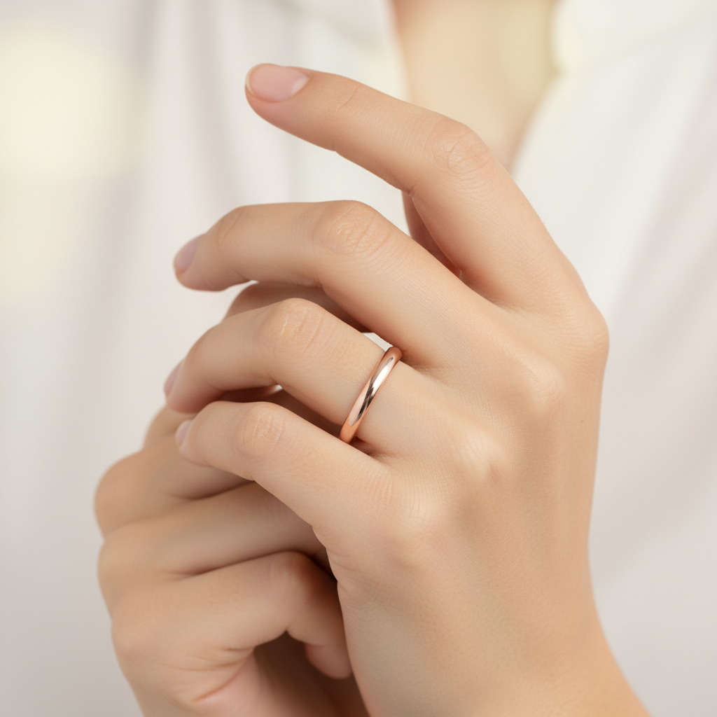 Rose Gold Classic Wedding Band Ring 2Mm - Fourteen
