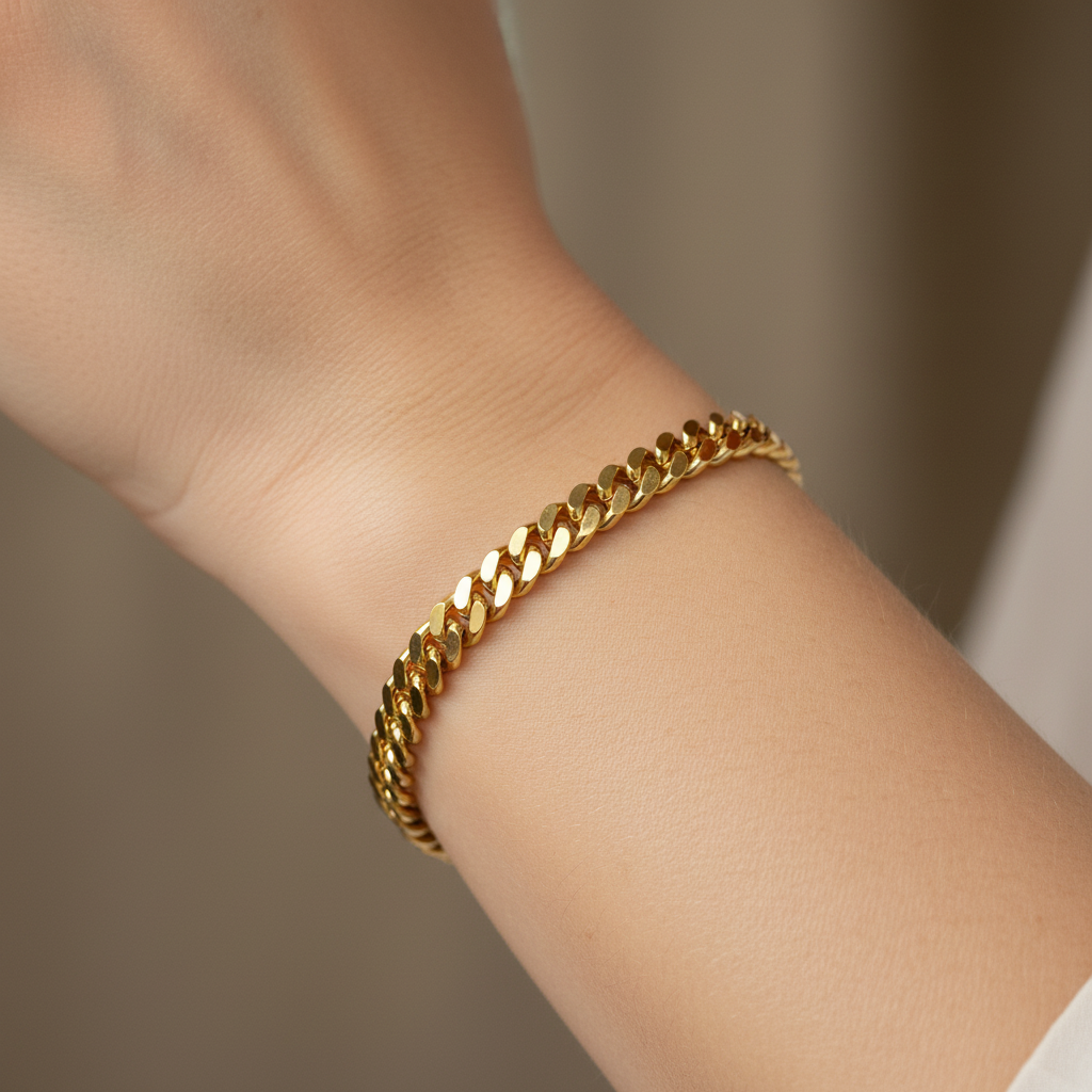 Cuban Link Chain Bracelet With Box Clasp Curb Link Bracelet - Five