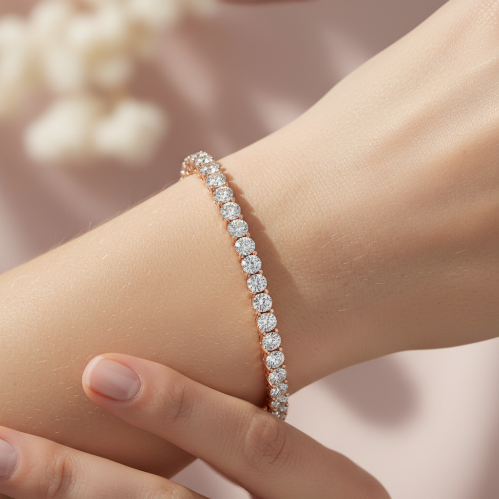 Sterling Silver Round Cut Diamond Tennis Bracelet