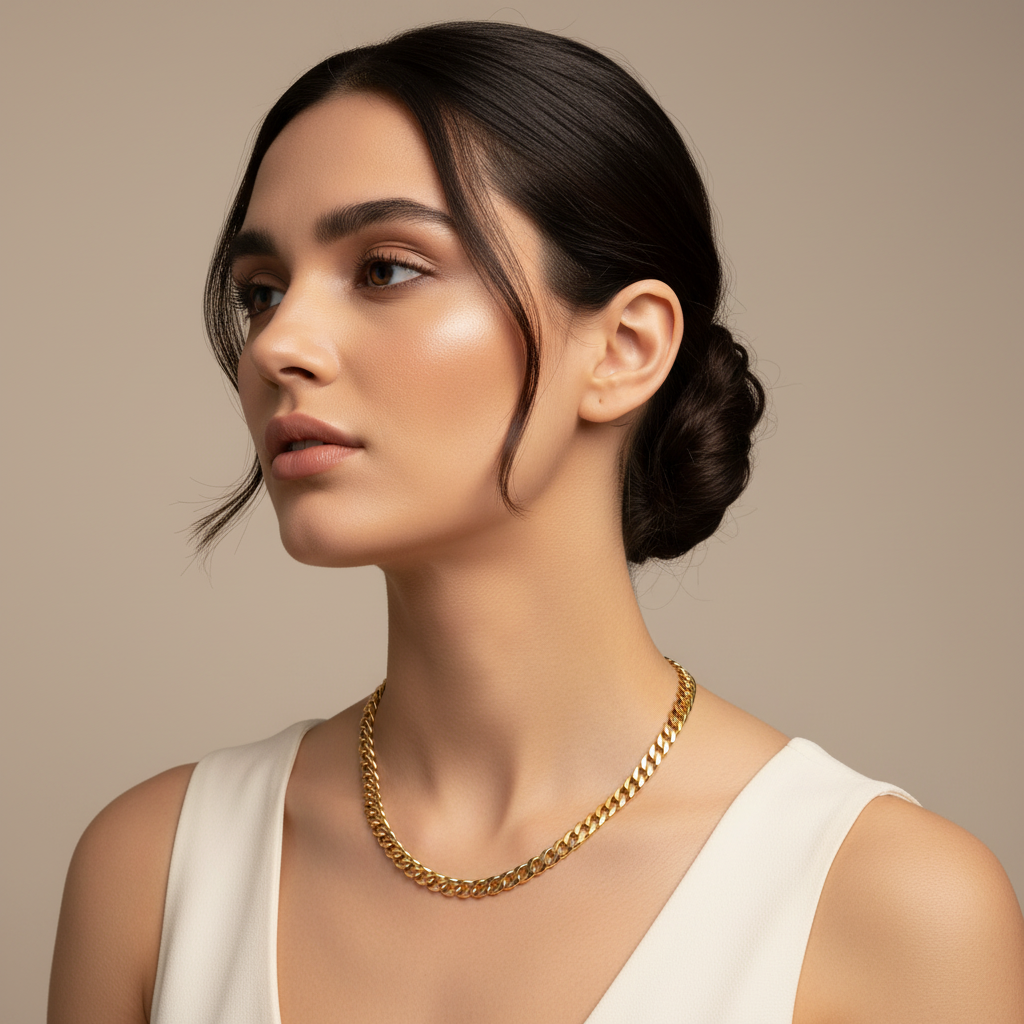 Cuban Link Chain Necklace 22 Inch 4Mm Width - Five