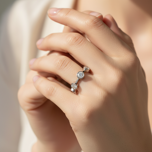 Bezel Set Diamond Stackable Band Ring in White Gold