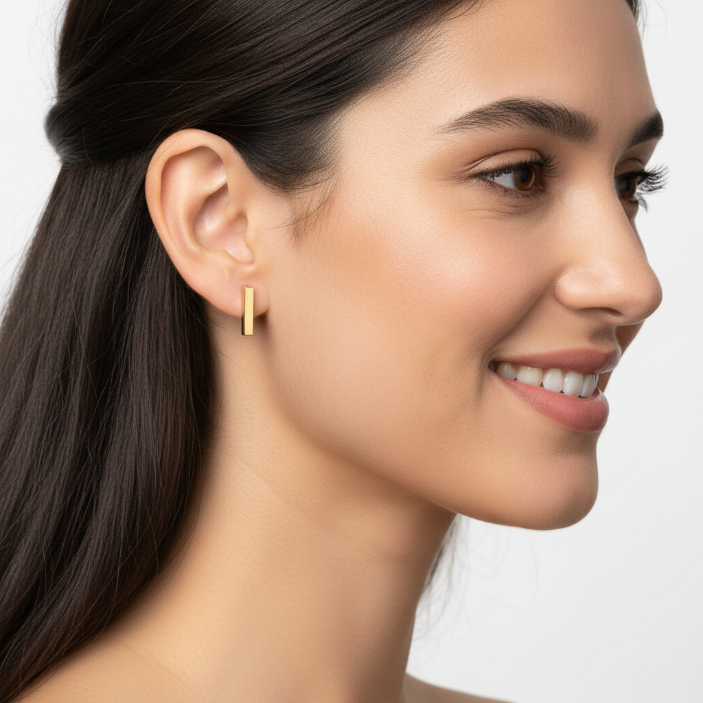 Gold Letter I Initial Stud Earrings