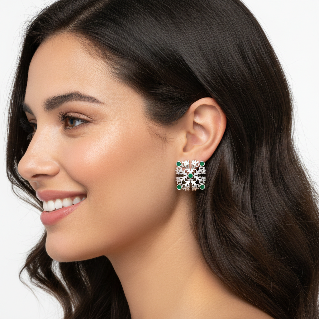 Gold Snowflake Pearl Stud Earrings 13mm Winter Holiday Jewelry