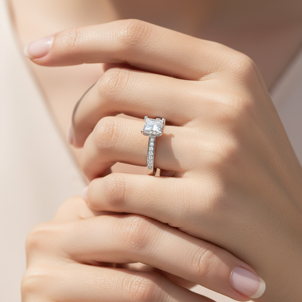 White Gold Princess Diamond Wedding Ring