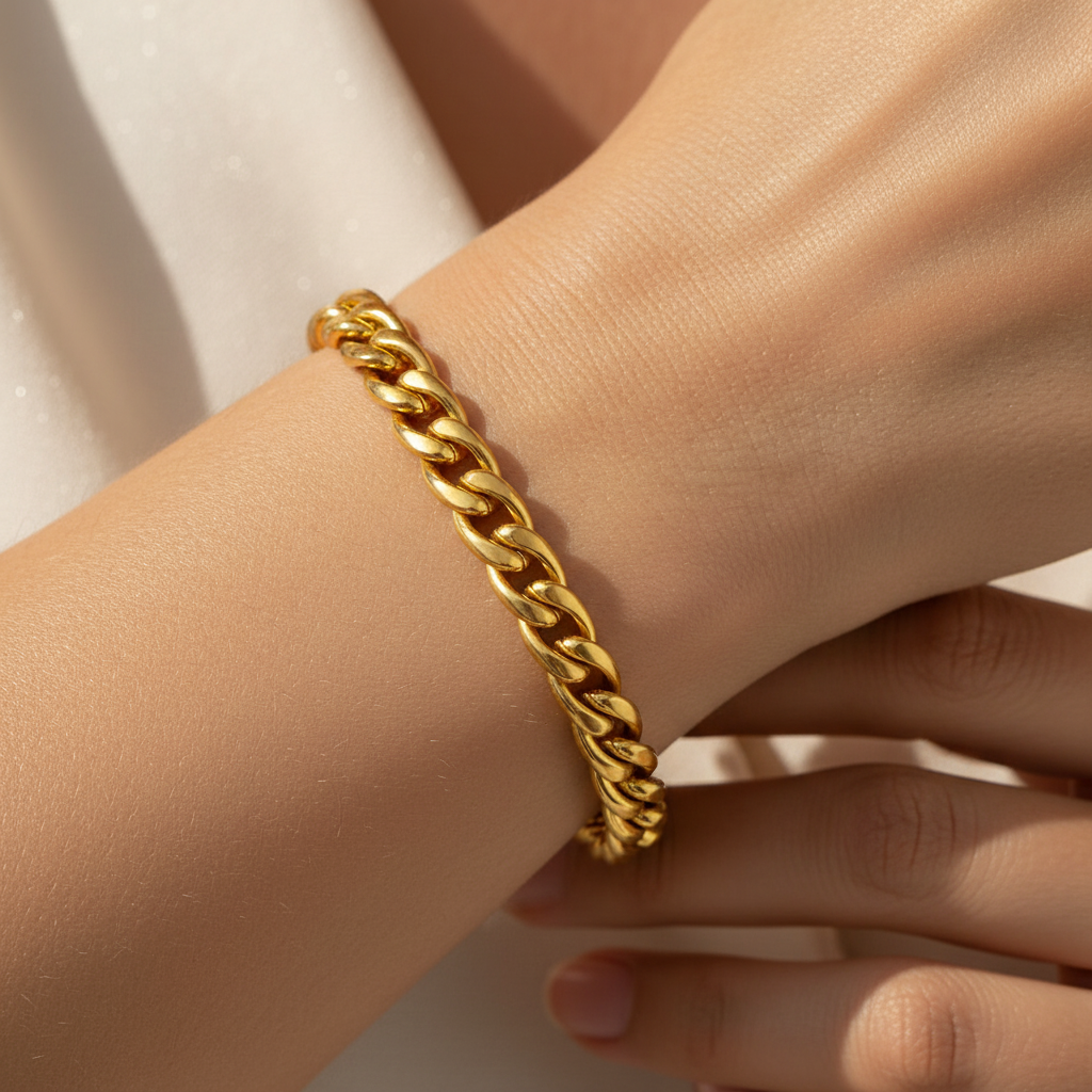 Flat Curb Link Chain Bracelet For Men And Women - Five