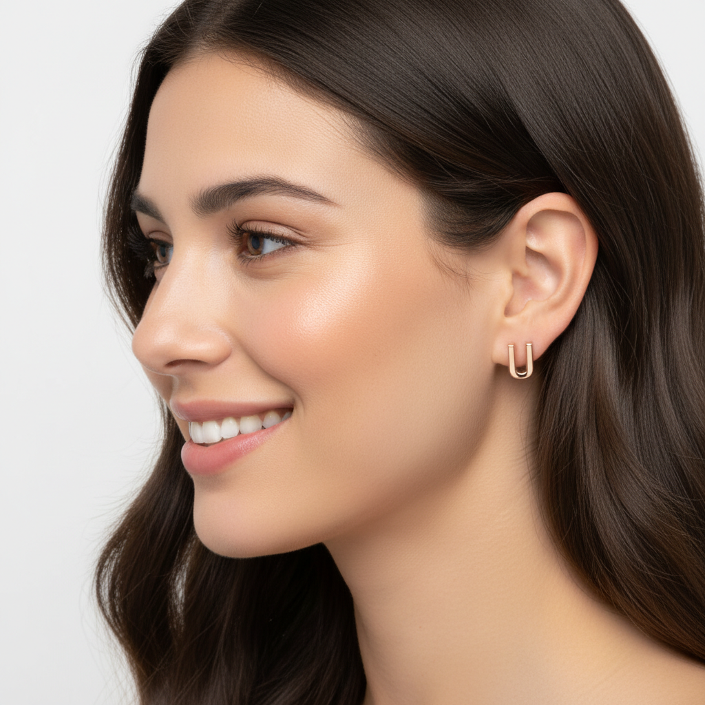 Gold Letter U Initial Stud Earrings - Eight