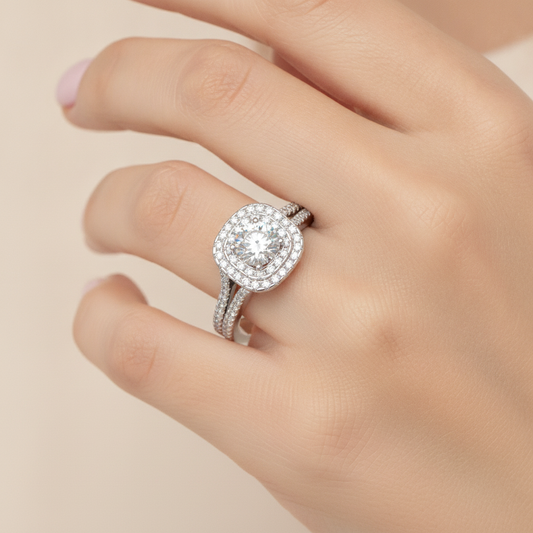 Allured Halo Ring In 925 Sterling Silver - Fifteen