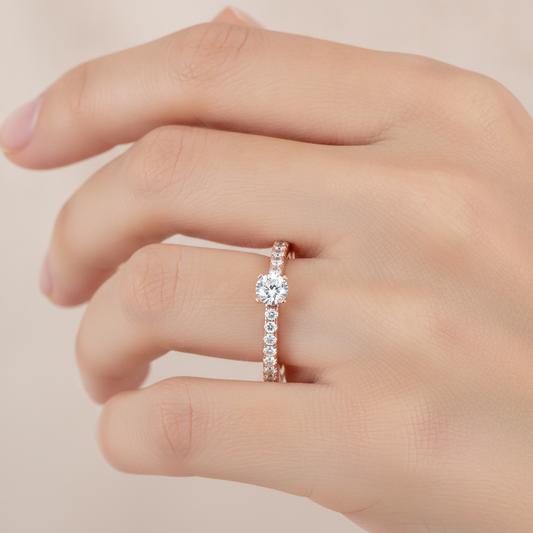 Eccentric Solitaire Ring In 925 Sterling Silver - Fourteen
