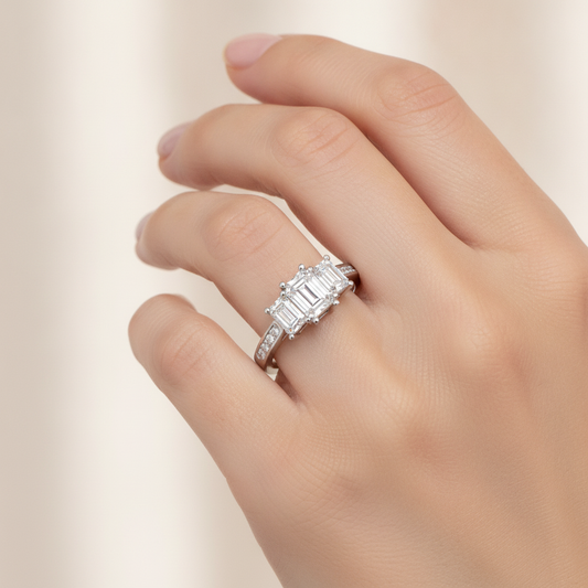 Mesmerizing Three Stone Ring - Fourteen