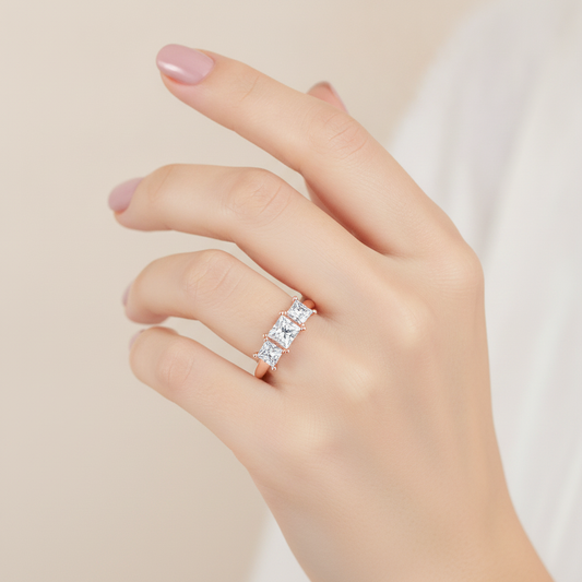 Warm Tri Stone Ring - Fifteen