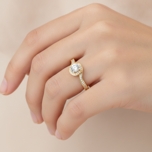 Diafano Halo Ring In 925 Sterling Silver - Fourteen