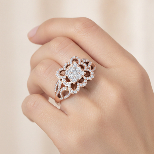 Zig Zag Squamous Cocktail Ring - Fourteen