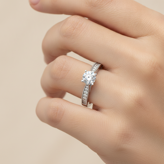 Sublime Solitaire Ring In 925 Sterling Silver - Fourteen
