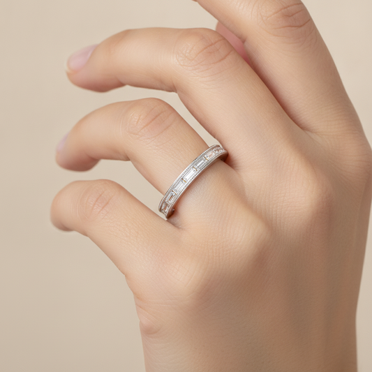 Oceanic Stackable Ring In 925 Sterling Silver - Fourteen