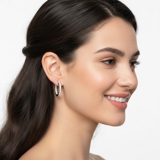 Diamond InsideOut Hoop Earrings in White Gold