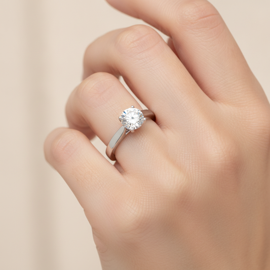 Pitsy Solitaire Ring In 925 Sterling Silver - Fourteen