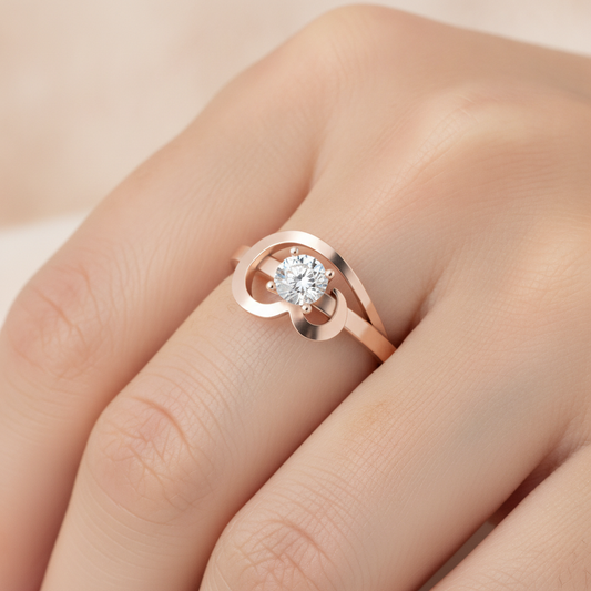 Nature's Basket Solitaire Ring In 925 Sterling Silver - Fourteen