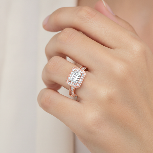 Ornamented Solitaire Ring In 925 Sterling Silver - Fourteen