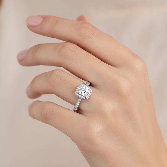 The Dazzling Halo Ring In 925 Sterling Silver - Fourteen