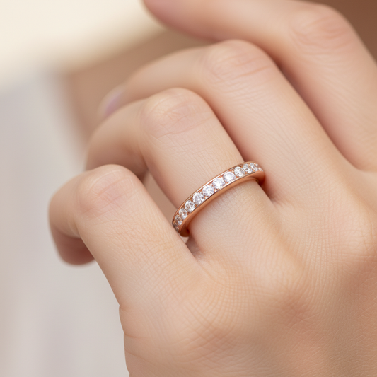 Channel Set Diamond Wedding Band in White Gold