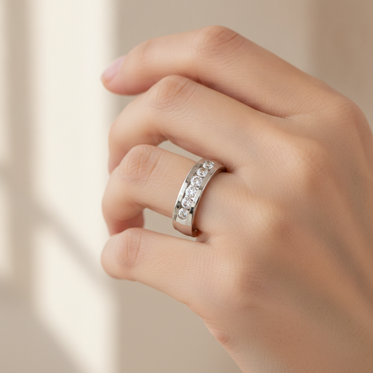 Apex Men's Broad Band Ring In 925 Sterling Silver - Fourteen