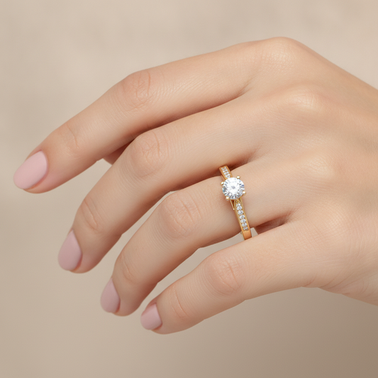 Venerable Solitaire Ring In 925 Sterling Silver - Fourteen