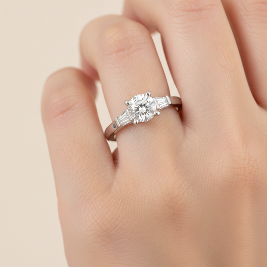 Prime Halo Solitaire Ring In 925 Sterling Silver - Fourteen