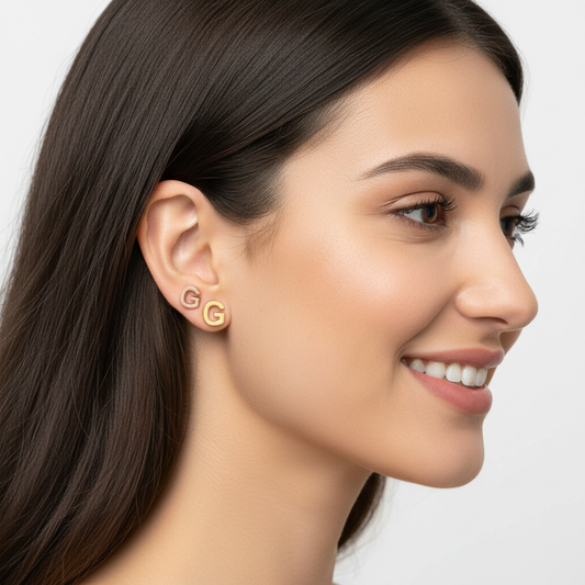 Gold Letter G Initial Stud Earrings