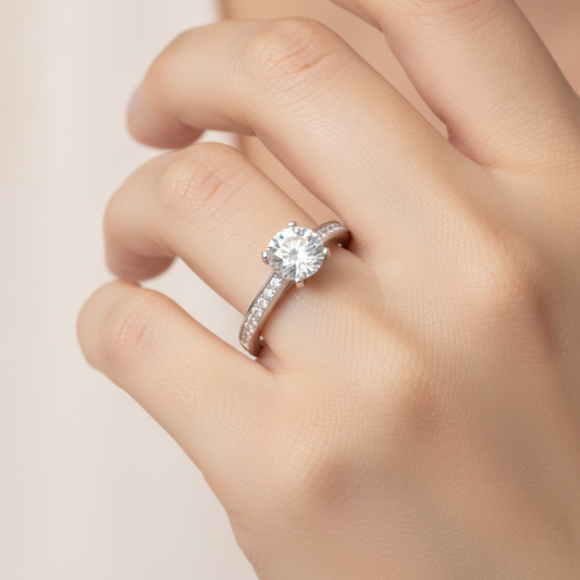 Zaviers Solitaire Ring In 925 Sterling Silver - Fourteen